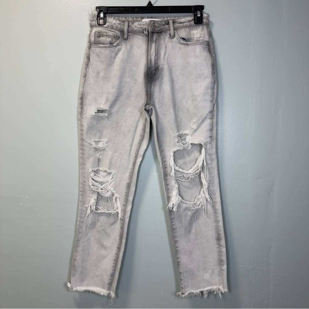 Vervet Grey Rigid Mom Distressed High Rise Jeans Size 27